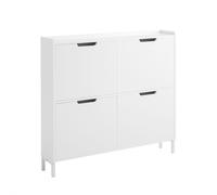 SoBuy Zapatero Estrecho con 4 Solapas - Mueble Zapatero Entrada Recibidor, Armario Zapateros Estrecho de Madera para Pasillo Estrecho y Entrada, 100x19x91 cm, Blanco FSR100-W