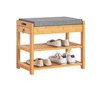 SoBuy Zapatero con Asiento y Cajón - Banco Zapatero Entrada Recibidor con Estantes de Almacenaje - Banco Madera Compacto para Dormitorio o Pasillo - 50x30x46 cm, Soporta 150 kg, Modelo FSR49-N
