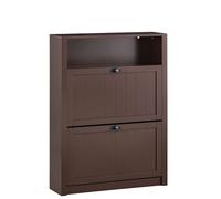 SoBuy FSR87-BR Zapatero con 2 Solapas y 1 Estante Organizador para Zapatos Mueble de Entrada Marrón 80 x 24 x 110 cm ES