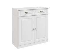 SoBuy Zapatero Entrada recibidor 80x35x82cm para recibidor | Mueble zapatero para 12-15 pares con 2 cajones, MDF E1 FSC, diseño francés blanco FSB104-W