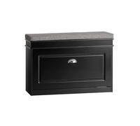 SoBuy Zapatero Entrada Recibidor con Cajón - Banco Zapatero con Asiento y Almacenaje Compacto 60x24x51 cm - Puff para Recibidor, Dormitorio o Salón, Negro, FSR82-L-SCH