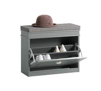SoBuy Zapatero Entrada Recibidor con Cajón - Banco Zapatero con Asiento y Almacenaje Compacto 60x24x51 cm - Puff para Recibidor, Dormitorio o Salón, Gris 61 x 24 x 51 cm FSR82-K-HG