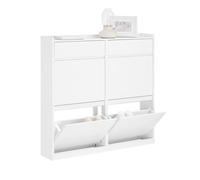 SoBuy Zapatero Entrada Recibidor Estrecho - Mueble Zapatero con 4 Solapas y 2 Cajones - Organizador Estrecho para Pasillo y Entrada - Blanco 98x19x95cm FSR169-W