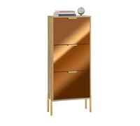 SoBuy Zapatero Entrada Recibidor Estrecho - Mueble Zapatero con Puerta Espejo Dorado, Ahorra Espacio, Diseño Moderno - Ideal para Pasillos Estrechos, 55x24x124cm, Modelo FSR181-H-G