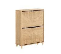 SoBuy Zapatero Entrada Recibidor - Mueble Zapatero de Madera con 2 Cajones Abatibles - Armario Zapatero Compacto para Recibidores Estrechos, Antivuelco, 60x24x83cm FSR200-II-N