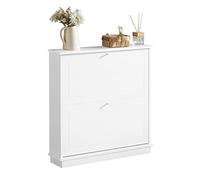SoBuy Zapatero Estrecho 18cm con 2 Solapas 76x18x78cm para recibidor | Mueble zapatero para 6-8 pares, MDF, antivuelco, estilo minimalista blanco FSR99-W