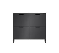 SoBuy Zapatero Estrecho con 4 Solapas - Mueble Zapatero Entrada Recibidor, Armario Zapateros Estrecho de Madera para Pasillo Estrecho y Entrada, 100x19x91 cm, Negro，FSR100-SCH