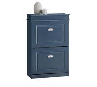 SoBuy Zapatero Estrecho con 2 Puertas 54x24x82cm para Recibidor | Zapatero entrada con cajón y ganchos para 8 pares, MDF azul para recibidor FSR78-B
