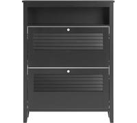 SoBuy Zapatero Estrecho con 2 Solapas y 1 Estante Abierto Organizador para Zapatos de Entrada 80 x 24 x 108 cm Negro FSR152-SCH ES