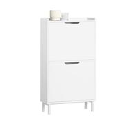 SoBuy FSR151 Zapatero Estrecho Blanco con 2 Solapas Mueble Zapatero Entrada Recibidor, Armario Zapateros Estrecho de Madera para Pasillo Estrecho y Entrada, 50x19x91cm BLANCO