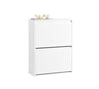 SoBuy Zapatero Estrecho Entrada Recibidor - Mueble Zapatero con 2 Solapas - Ideal para Pasillo Estrecho - Blanco, MDF Resistente, 61x26x81 cm - FSR165-K-W