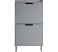 SoBuy Zapatero estrecho con 2 solapas madera gris