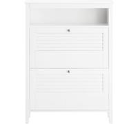 SoBuy FSR152-W Zapatero Estrecho con 2 Solapas y 1 Estante Abierto Organizador para Zapatos de Entrada 80 x 25 x 108 cm Blanco ES