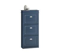 SoBuy Zapatero Estrecho con 3 Puertas 53x24x118cm para Recibidor | Zapatero entrada con cajón y ganchos para 12 pares, MDF azul para recibidor FSR94-B