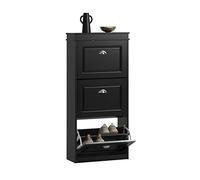 SoBuy Zapatero Estrecho con 3 Solapas 53x24x117cm para recibidor | Mueble zapatero alto para 12 pares, MDF FSC, baldas ajustables, diseño minimalista negro FSR94-SCH