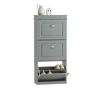 SoBuy Zapatero Estrecho con 3 Solapas 53x24x117cm para recibidor | Mueble zapatero alto para 12 pares, MDF FSC, baldas ajustables, diseño minimalista gris FSR94-HG