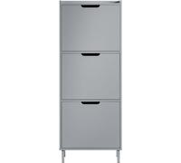 SoBuy Zapatero estrecho con 3 solapas madera gris