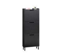 SoBuy Zapatero Estrecho con 3 Solapas Mueble Zapatero Entrada Recibidor, Armario Zapateros Estrecho de Madera para Pasillo Estrecho y Entrada, 50x19x130cm, Negro，FSR177-H-SCH