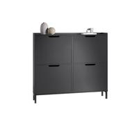 SoBuy FSR100 Zapatero de 4 aletas, 8 estantes, gabinete de zapatos de superficie, cómoda estrecha para zapatos, estante para zapatos Negro