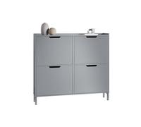 SoBuy Zapatero Estrecho con 4 Solapas 100x19x91cm para Recibidor | Armario zapateros de madera para pasillo estrecho y entrada, gris FSR100-HG