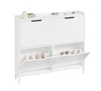 SoBuy Zapatero Estrecho con 4 Solapas 100x19x91cm para Recibidor | Armario zapateros de madera para pasillo estrecho y entrada, blanco FSR100-W