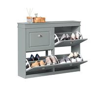 SoBuy FSR79 Mueble zapatero con 4 solapas, Mueble zapatero estrecho con 8 estantes, Zapatero ajustable para pasillo, 105x82x24 Gris