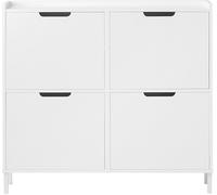 SoBuy Zapatero Estrecho con 4 Solapas - Mueble Zapatero Entrada Recibidor, Armario Zapateros Estrecho de Madera para Pasillo Estrecho y Entrada, 100x19x91 cm Blanco FSR100-W