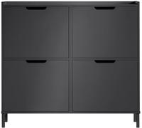 SoBuy Zapatero Estrecho con 4 Solapas - Mueble Zapatero Entrada Recibidor, Armario Zapateros Estrecho de Madera para Pasillo Estrecho y Entrada, 100x19x91 cm, Negro，FSR100-SCH