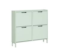 SoBuy Zapatero Estrecho con 4 Solapas - Mueble Zapatero Entrada Recibidor, Armario Zapateros Estrecho de Madera para Pasillo Estrecho y Entrada, 100x19x91 cm, Verde，FSR100-GR