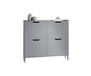 SoBuy Zapatero Estrecho con 4 Solapas - Mueble Zapatero Entrada Recibidor, Armario Zapateros Estrecho de Madera para Pasillo Estrecho y Entrada, 100x19x91 cm, Gris，FSR100-HG