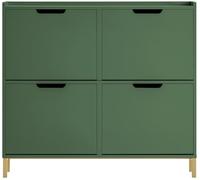 SoBuy Zapatero estrecho con 4 solapas verde oscuro