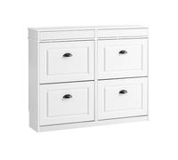 SoBuy Zapatero Estrecho con Cajón 105x24x85cm para Recibidor | Mueble recibidor diseño vintage madera blanca, fondo 24cm para entrada y pasillo FSR79-WG