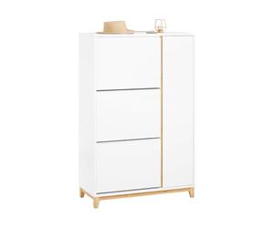 SoBuy Zapatero Estrecho con Solapas y Puerta - Mueble Zapatero Recibidor Blanco de Entrada - para 15-20 Pares de Zapatos - Ahorra Espacio - Fácil de Montar - 80x34x122cm FSR189-WN