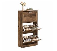 SoBuy Zapatero estrecho de 23 cm, unos 12 pares, efecto madera vintage | Guarda el calzado familiar y objetos sobre el estante superior, ideal para recibidores nórdicos y naturales, FSR137-L-F
