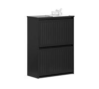 SoBuy Zapatero Estrecho Entrada Recibidor - Mueble Zapatero con 2 Solapas - Ideal para Pasillo Estrecho - Negro, MDF Resistente, 61x26x81 cm - FSR165-K-SCH