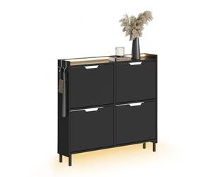 SoBuy Zapatero Estrecho Entrada Recibidor, Mueble Zapatero Recibidor con Luz LED Sensor y 19 cm de Fondo, para Pasillo y Entrada, para Pisos Pequeños, Blanco, 100 x 19 x 93 cm, FSR100-E-SCH