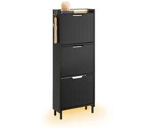 SoBuy Zapatero Estrecho Entrada Recibidor, Mueble Zapatero Recibidor con Luz LED Sensor y 19 cm de Fondo, para Pasillo y Entrada, para Pisos Pequeños, Blanco, 50 x 19 x 93 cm, FSR151-H-E-SCH