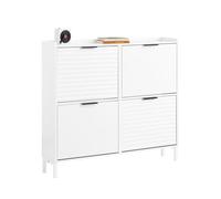 SoBuy Zapatero Estrecho Entrada Recibidor - Organizador Blanco 4 Puertas para 8-12 Pares de Zapatos - Almacenaje Compacto para Pasillos Estrechos - Diseño Moderno - 100x19x90 cm FSR197-W