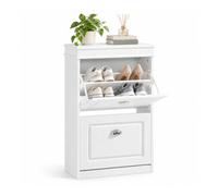 SoBuy Zapatero Estrecho Mueble Recibidor Ultra Delgado 24cm, Blanco | Zapatero Blanco de 24 cm de Fondo, 2 Puertas Abatibles, 8 Pares, Antivuelco, Montaje Sencillo, FSR78-W