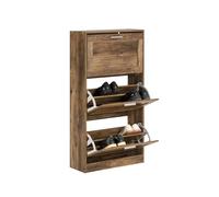 SoBuy Zapatero Estrecho Mueble Zapatero Entrada Recibidor - Ahorra Espacio con 3 Solapas Abatibles y Estantes Ajustables - Ideal para Pasillo o Apartamento - Marrón 60x23x115 cm FSR137-L-F