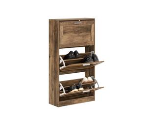 SoBuy Zapatero Estrecho Mueble Zapatero Entrada Recibidor - Ahorra Espacio con 3 Solapas Abatibles y Estantes Ajustables - Ideal para Pasillo o Apartamento - Marrón 60x23x115 cm FSR137-L-F