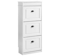 SoBuy Zapatero Estrecho para Entrada y Recibidor - Mueble Zapatero 3 Solapas - Zapatero Armario para Pasillo Estrecho, Recibidores, Dormitorio, 53x24x118cm Efecto Madera Envejecida Blanca FSR94-WG