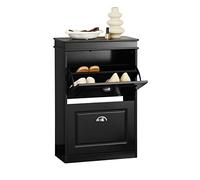 SoBuy Zapatero Estrecho para Entrada y Recibidor - Mueble Zapatero Negro con 2 Solapas y Gran Capacidad - Zapatero Armario 54x24x83cm para Pasillo Estrecho, Recibidores, Dormitorio, FSR78-SCH