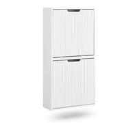 SoBuy Zapatero Estrecho recibidor 50x19x100cm para recibidor | Mueble recibidor blanco colgar en pared, instalación horizontal/vertical, ahorro espacio FSR204-W