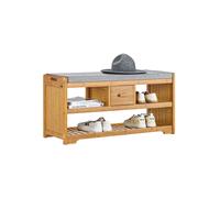 SoBuy Zapatero FSR75-N con 2 estantes y cajón con asiento capacidad carga 180kg Bambú BHT aprox: 91x45x34cm Nature