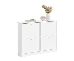 SoBuy Zapatero Ultra Estrecho 18 cm para Entrada | Apto para zapatos hasta talla EU 47, diseño de madera ideal para pasillos y apartamentos pequeños, FSR216-W