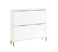 Sobuy zapatero - ultrafino, 19 cm de fondo, blanco brillante y dorado, abatible, 100 x 19 x 90 cm, fsr206-gw