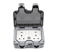 Socador externo Socket Aflow Impermeable 2 pandillas fuera del Reino Unido enchufe a prueba de intemperie IP66 13 amperios doble pared de la pared de la pared de la pared externa