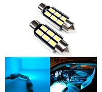SOCAL-LED 2x 3710 36mm Adorno de Canbus Bombillas LED de Alta Potencia 6W Brillante SMD 5730 Interior de la luz de Techo, luz de Mapa, Azul Hielo (Teal)