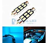 SoCal-LED 2X 4210 42mm Adorno de Canbus Bombillas LED de Alta Potencia 6W Brillante SMD 5730 Interior de la luz de Techo, luz de Mapa, Azul Hielo (Teal)